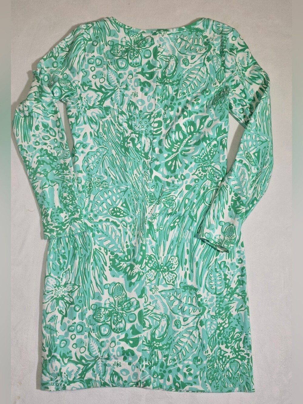 Lilly Pulitzer Hollee V-Neck Dress Green White Toucan Jungle French Terry Small - Picture 3 of 5